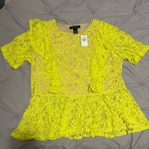 ASHLEY STEWART Lace Peplum Top